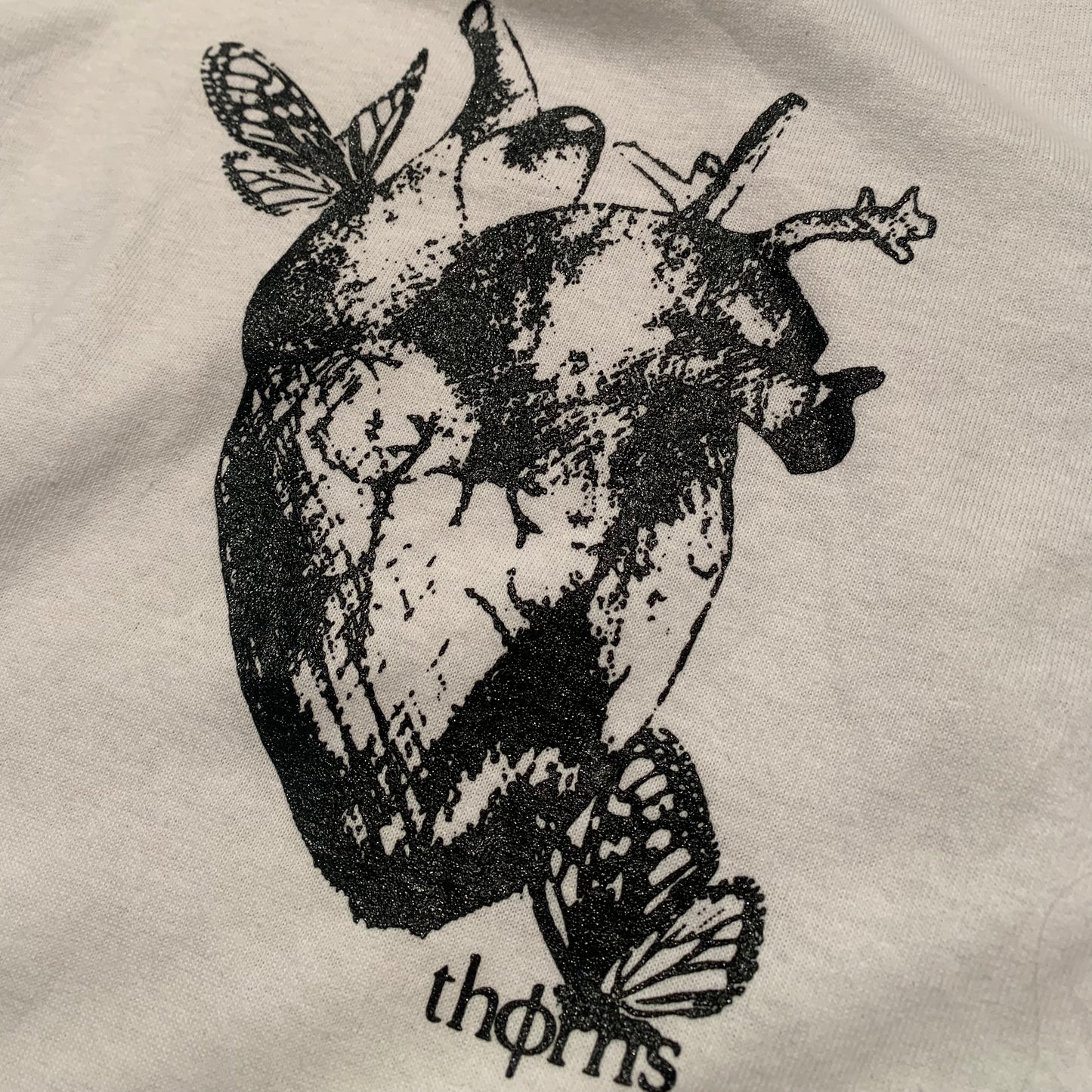 Heart & Butterflies White Heavyweight Tee