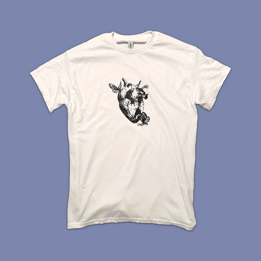 Heart & Butterflies White Heavyweight Tee